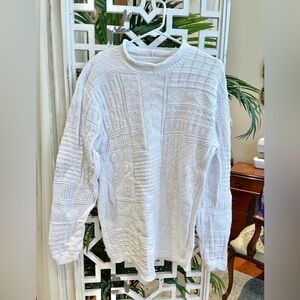 Cabin Creek White 100% cotton Crew Neck oversized Sweater